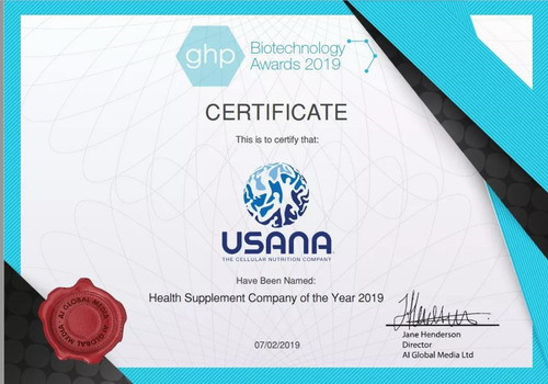 USANA获“2019年度健康补充品企业”称号