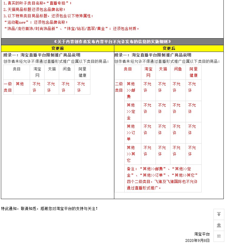 淘宝直播升级直播间商品发布规范 9月22日生效_零售_电商报