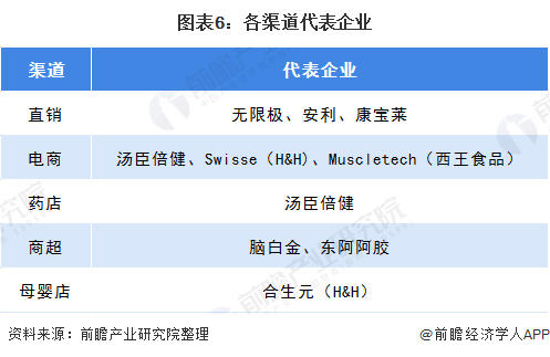 图表6：各渠道代表企业